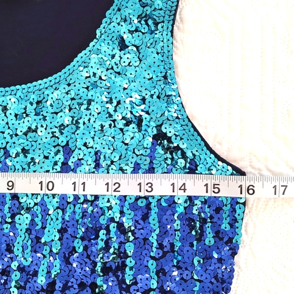 Maner Womens Blue Ombre Sequin Tank Top/ Size S - Picture 5 of 11